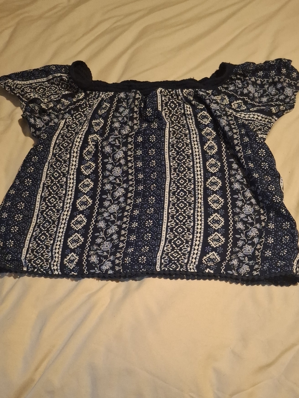 Girl's Justice Blue And White Boho Blouse